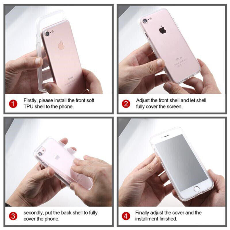 Clear 360 Full Body Case for Iphone 16 15 14 13 12 11 Pro Max XR XS Max 7 8 SE 4