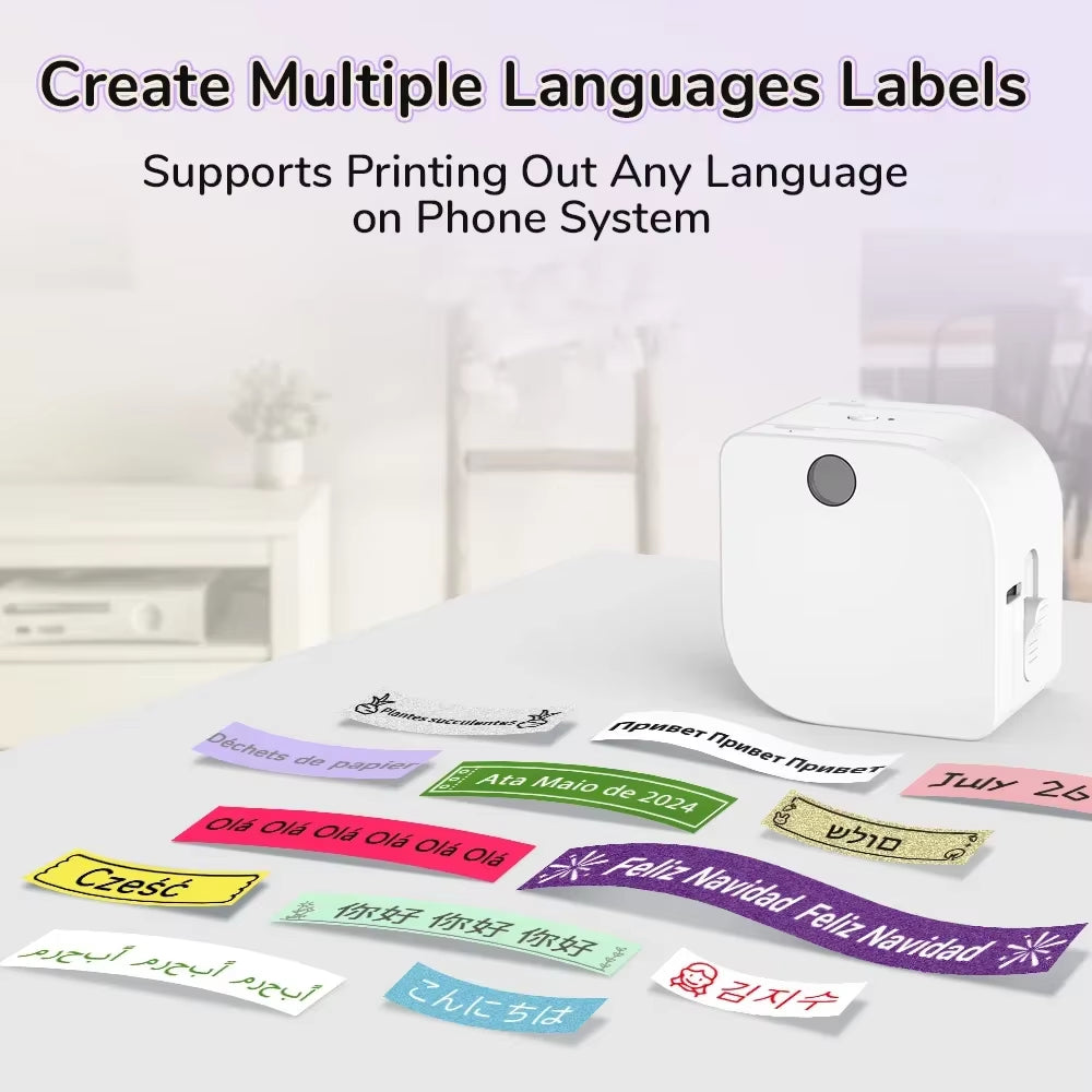 Label Printer P12 PRO Portable Label Maker 12Mm Rechargeable Bluetooth Inkless Printer Multiple Template for Office Home